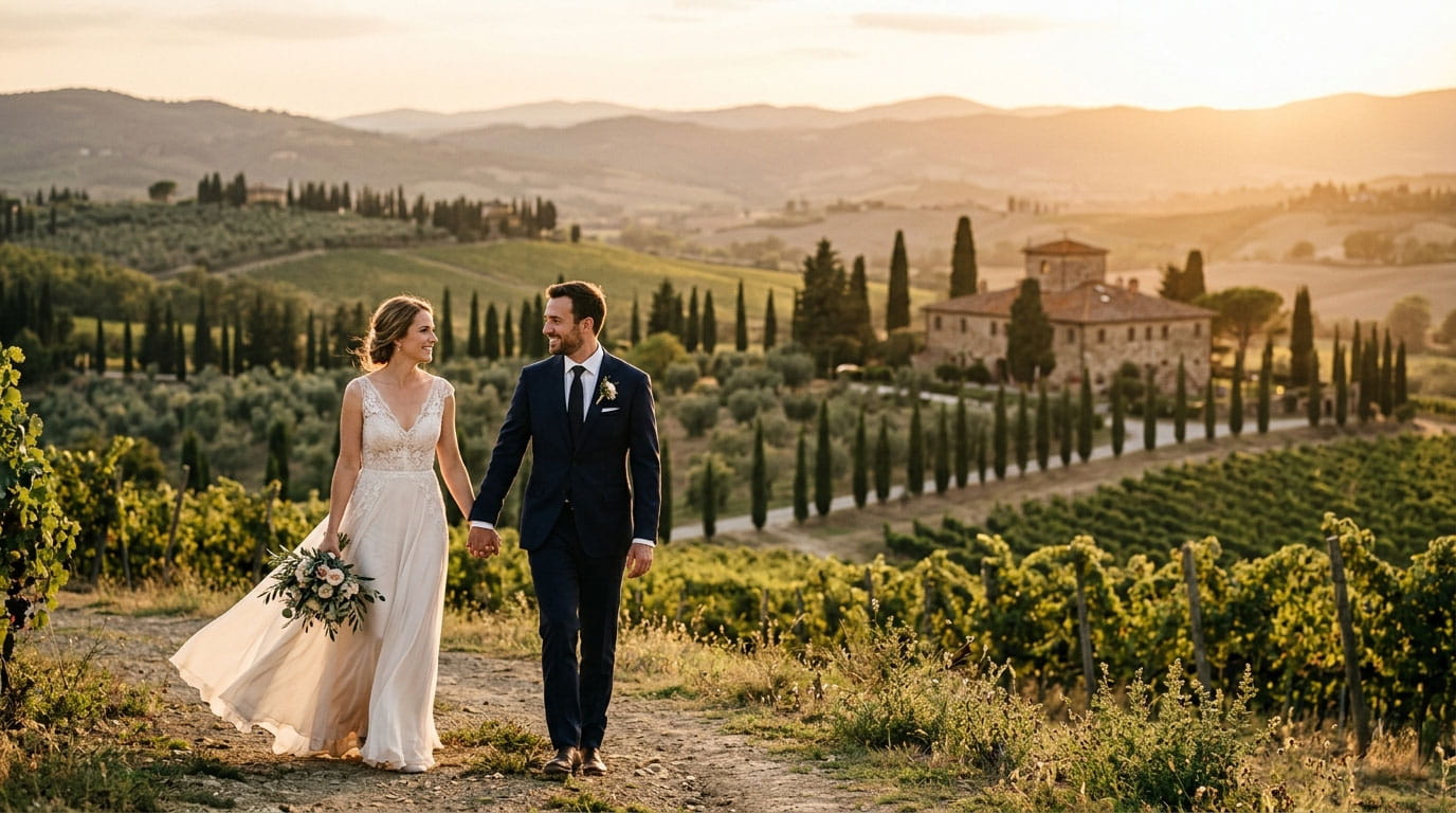 Videomaker matrimonio in Toscana che filma gli sposi in un momento naturale